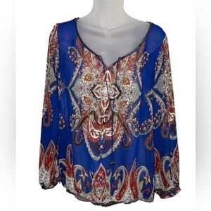 iJeans By‎ Buffalo Sheer Paisley Top With Beading Size M
